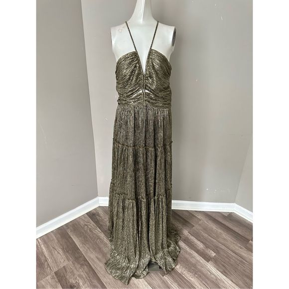A.L.C. Kai Metallic Halter Maxi Dress - Picture 4 of 9